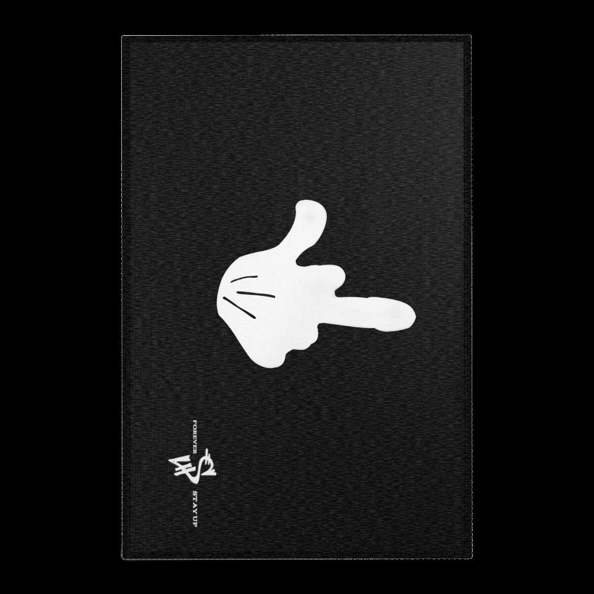 Middle Finger Area Rug — Black (Corner Logo)