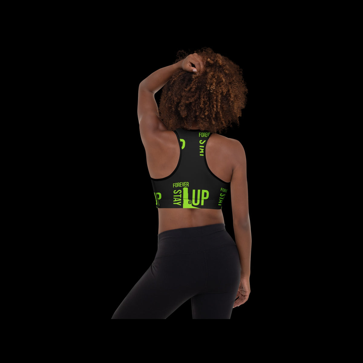 Forever Stay Up — Lime AOP Sports Bra