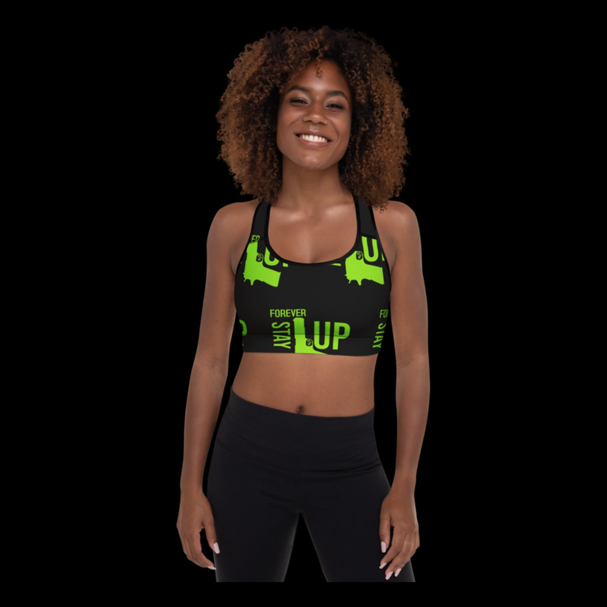 Forever Stay Up — Lime AOP Sports Bra