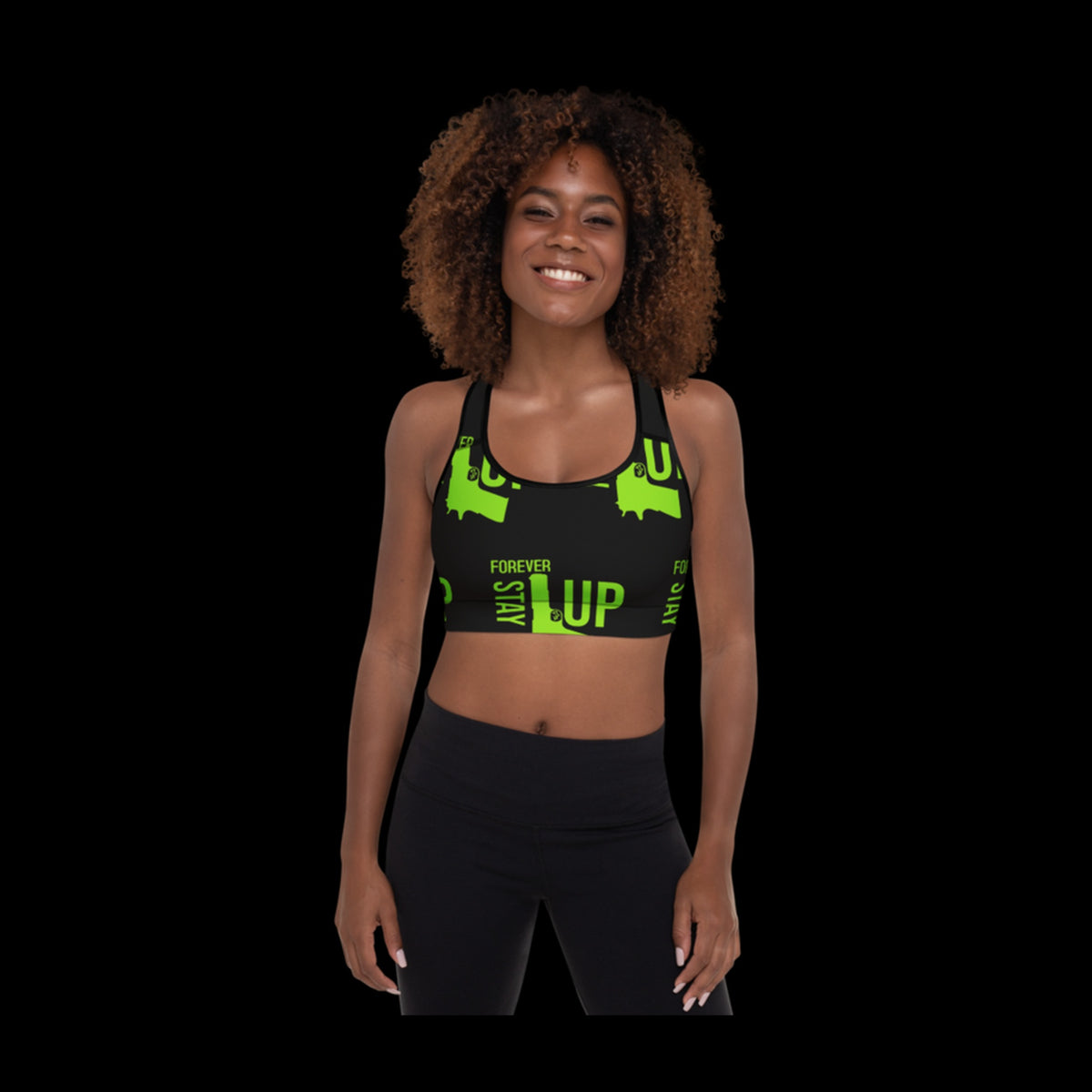 Forever Stay Up — Lime AOP Sports Bra