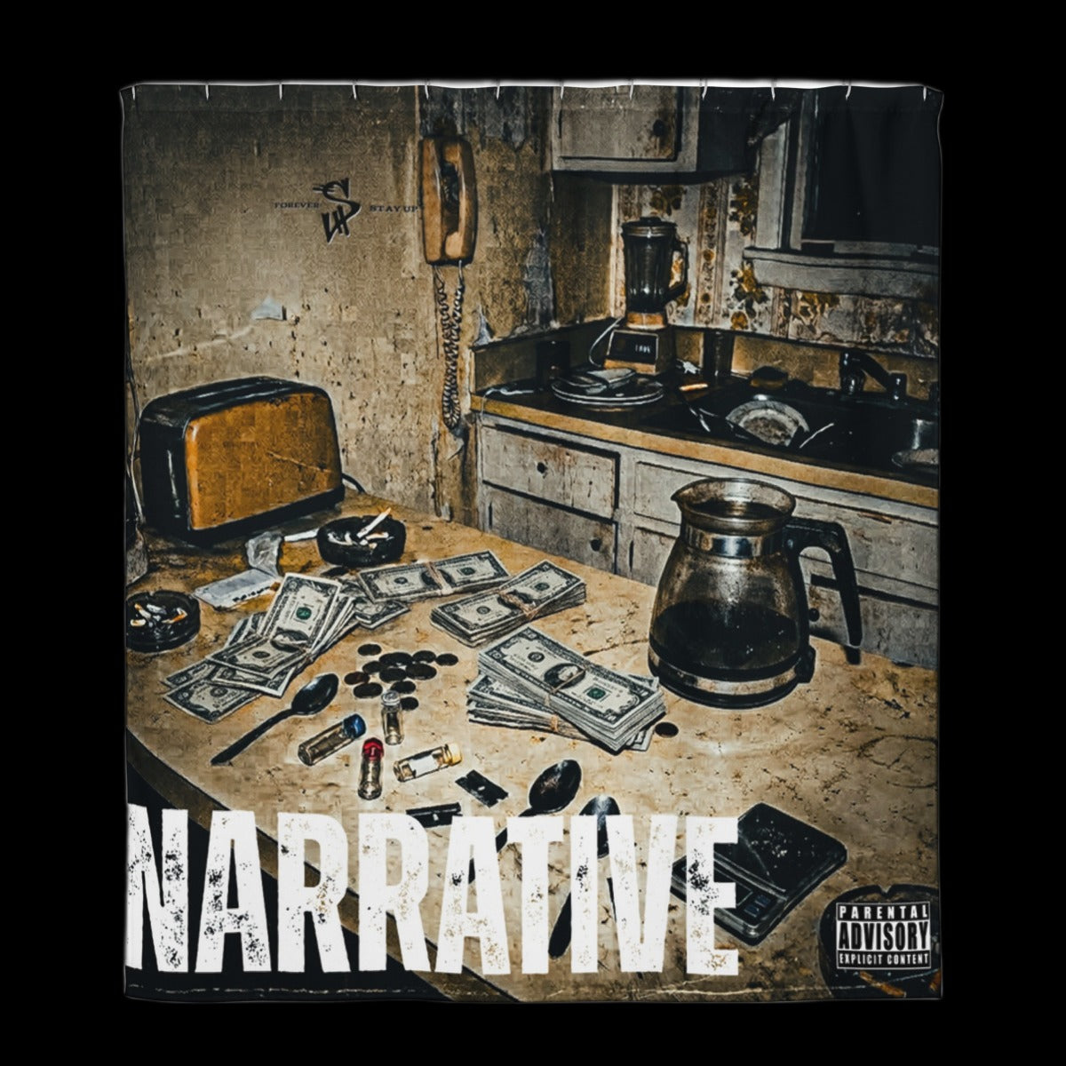 Narrative Cover Shower Curtain
